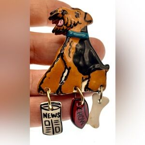 3 for $30 Vintage Artisan Dog Schnauzer Whimsical Brooch Pin